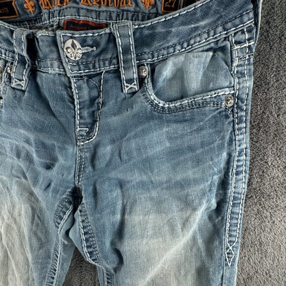 ROCK REVIVAL Women BETTY Straight Designer Blue Jeans Embellished Size 27 Adult - Picture 3 of 16